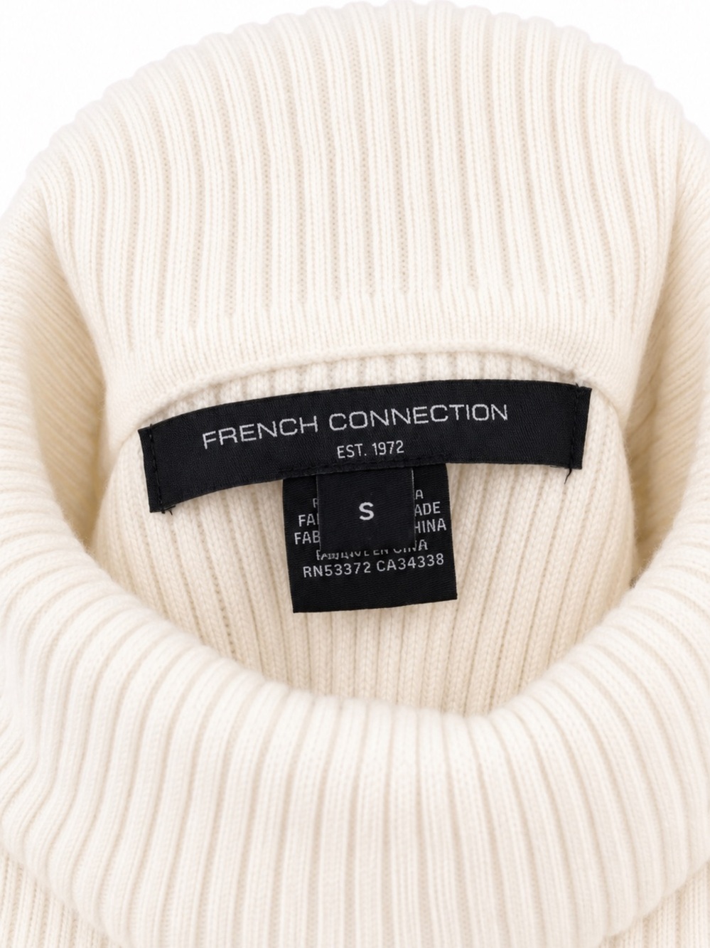 French Connection Cream Ribbed Turtleneck - Picture 3 of 3